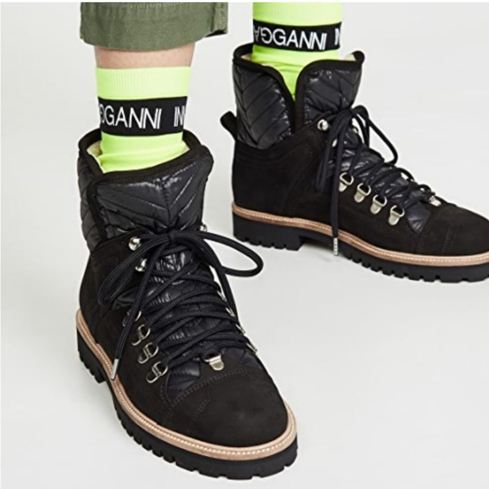 GANNI Edna Suede Ankle lace up boots black Size 39 NEW